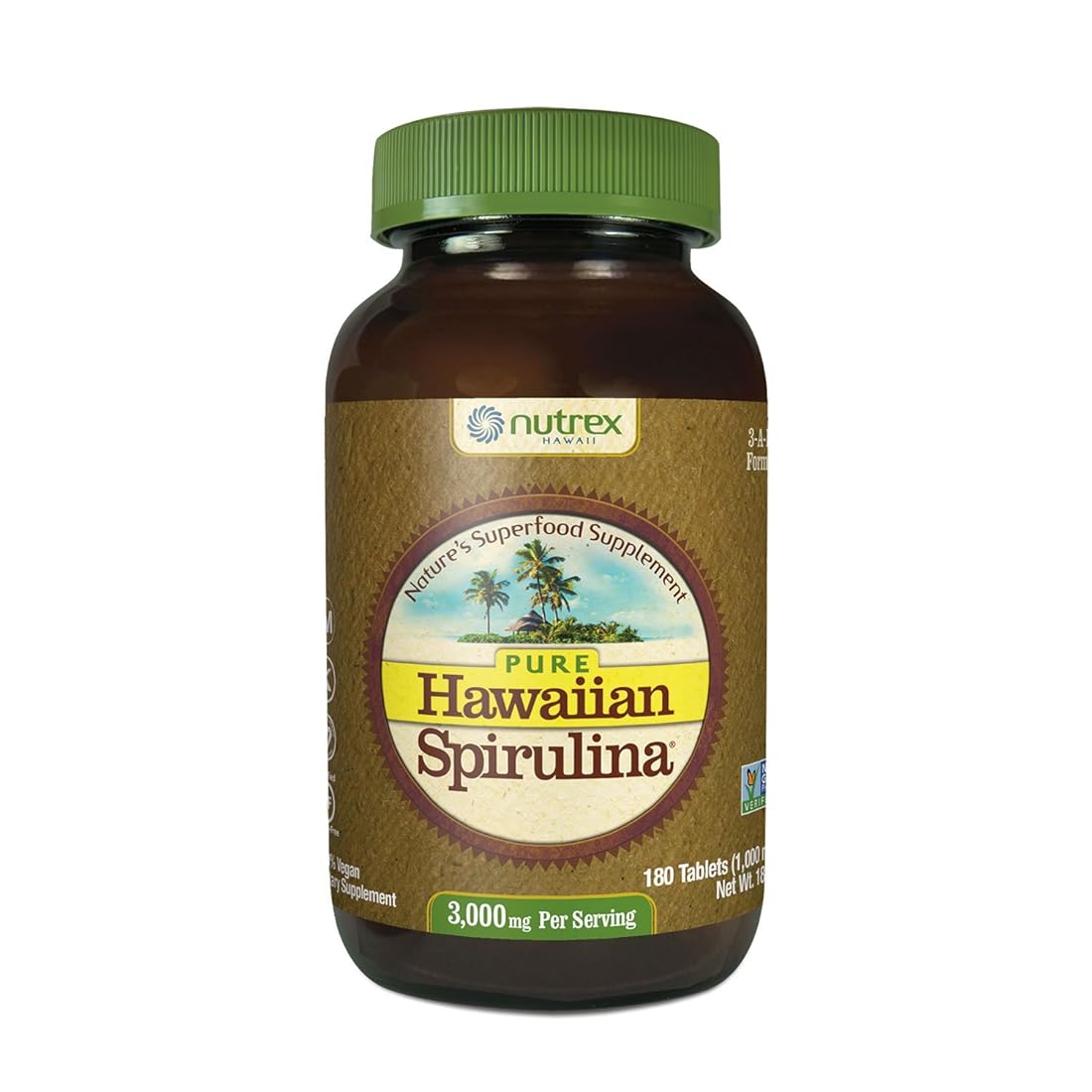 Espirulina hawaiana pura - 1000 mg comprimidos 180 recuento