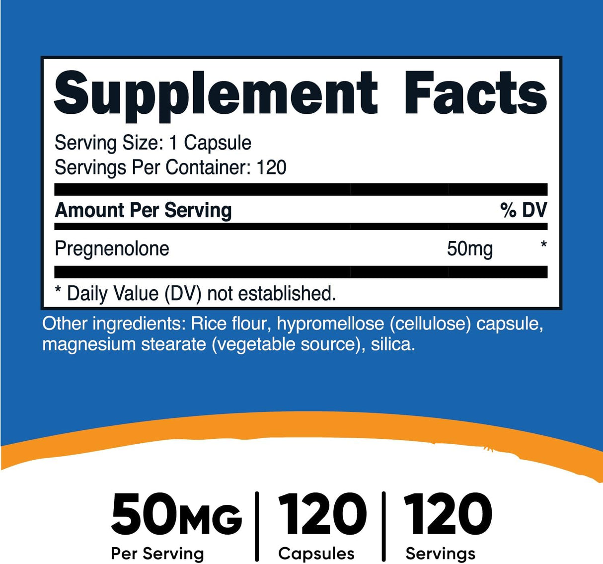 Nutricost Pregnenolona 50mg, 120 Cápsulas, No GMO, Veganas