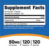 Nutricost Pregnenolona 50mg, 120 Cápsulas, No GMO, Veganas