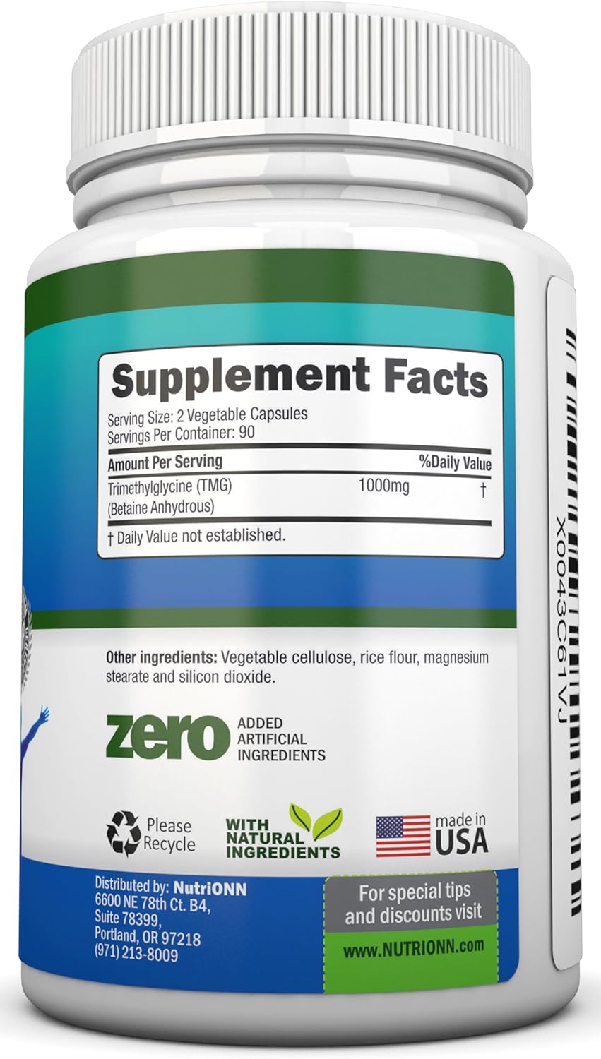 Suplemento TMG Trimethylglycine 1000mg - 180 Cápsulas