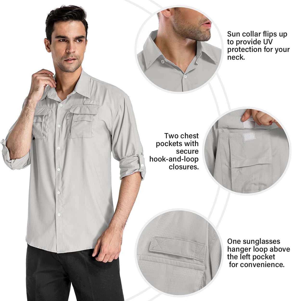 Anteef Camisas para hombre manga larga protección UV