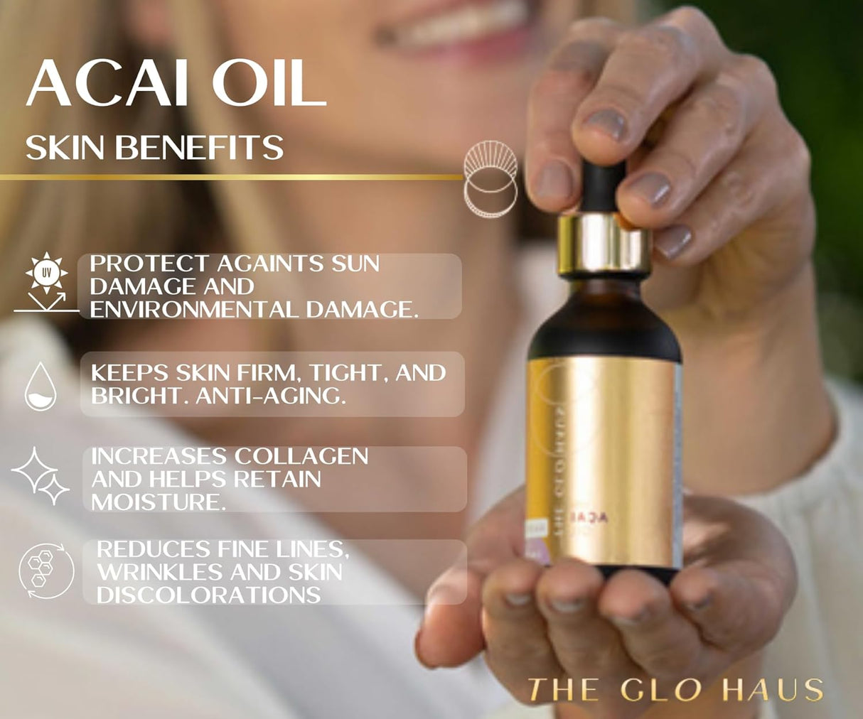 Aceite de Açaí Puro Prensado en Frío Antioxidante para Piel y Cabello