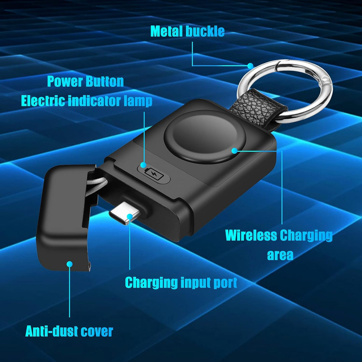 Cargador inalámbrico portátil negro para celular