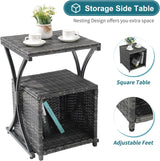 OC Orange-Casual Juego de muebles de patio de 6 piezas con otomana, juego de silla y mesa de mimbre gris para exteriores, muebles de balcón para apartamentos, color blanco