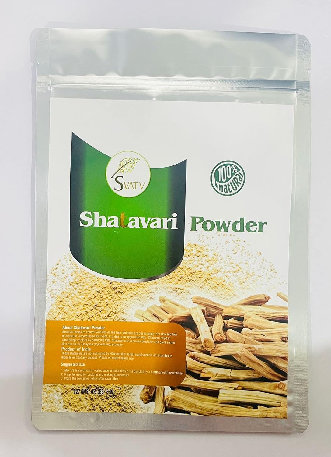 SVATV Shatavari Powder Espárragos racemosos Hierba  8.01 oz