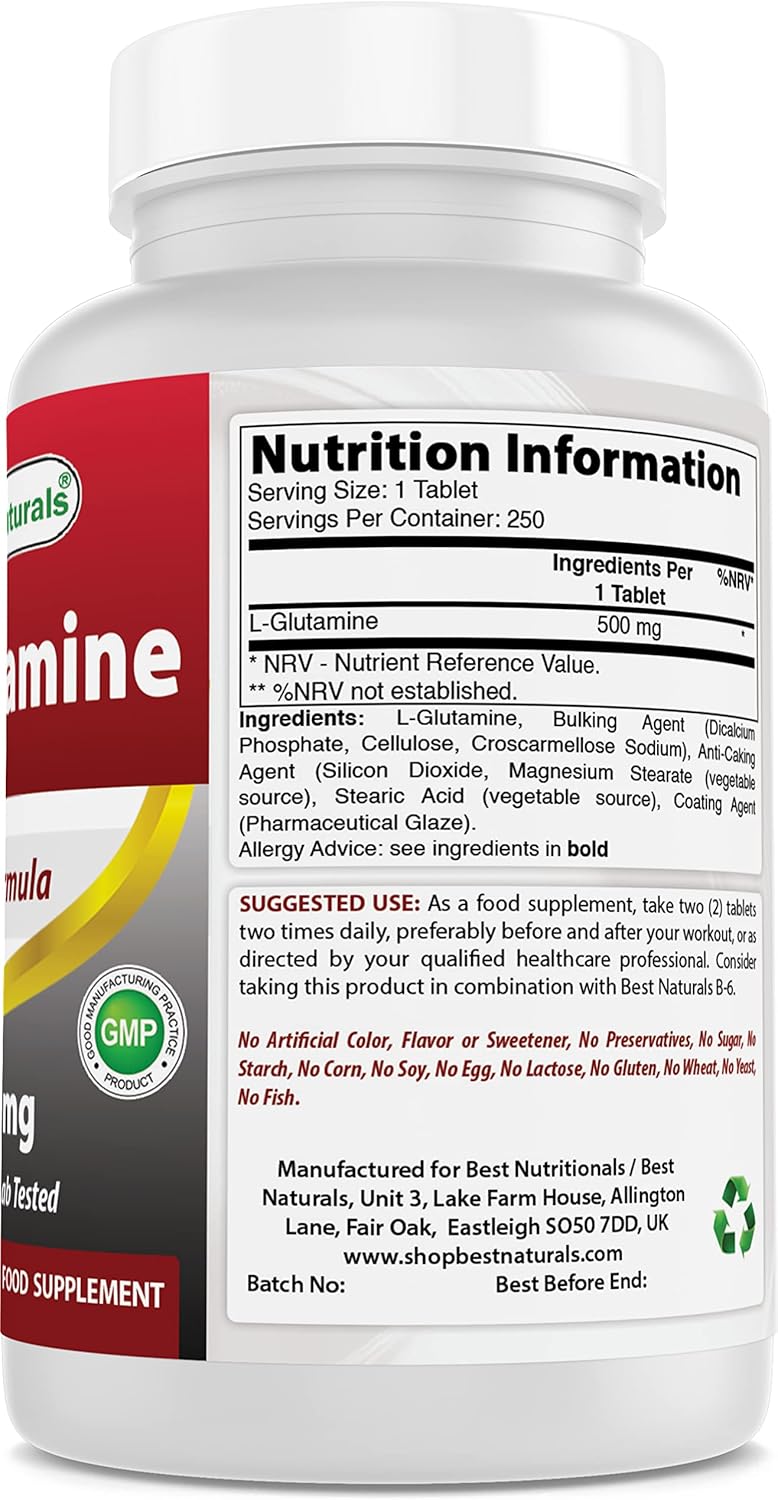 L-Glutamina 500 mg Best Naturals 250 tabletas