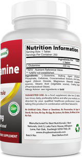L-Glutamina 500 mg Best Naturals 250 tabletas