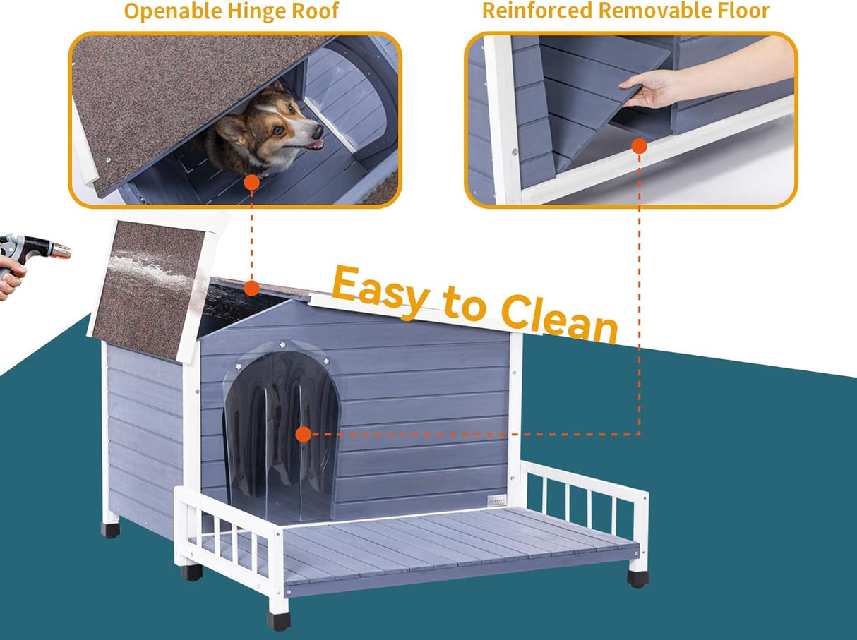 Casa para perros resistente a la intemperie con porche