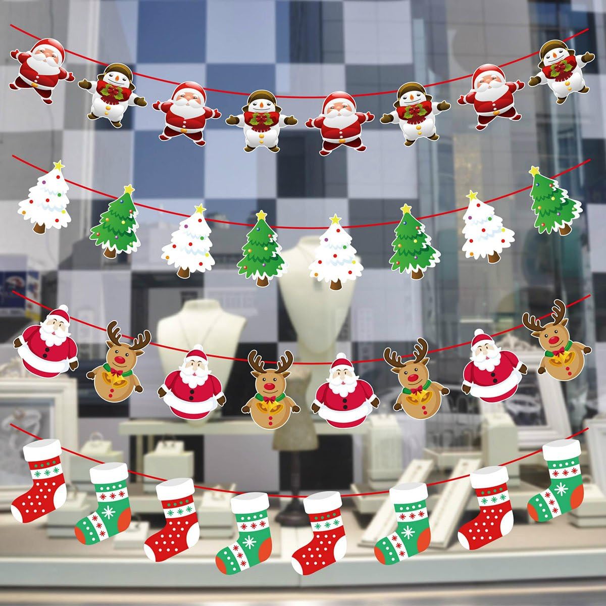 Banderas de Navidad, decoración colgante, 4 piezas, papel