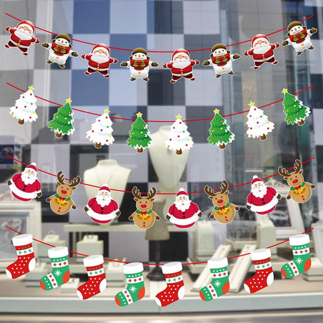 Banderas de Navidad, decoración colgante, 4 piezas, papel