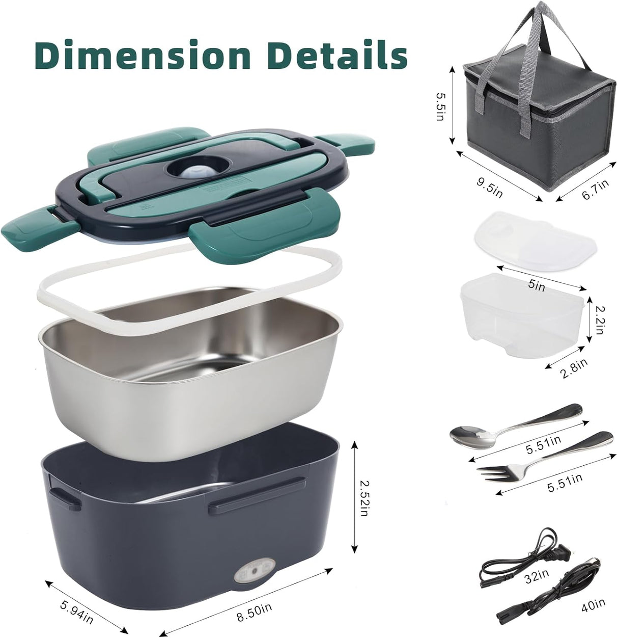 Calentador de Comida Eléctrico, portátil, 80W, 12V/24V/110V