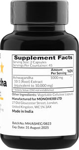 Extracto de Ashwagandha 1000 mg - 90 Cápsulas Vegetarianas