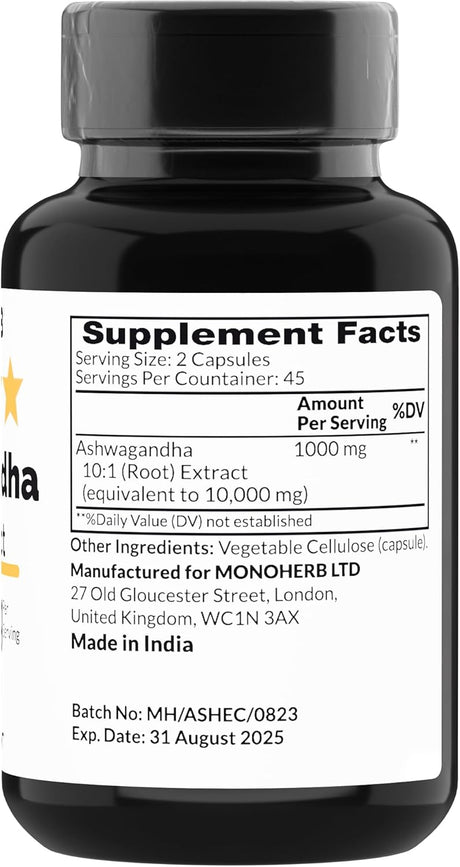 Extracto de Ashwagandha 1000 mg - 90 Cápsulas Vegetarianas