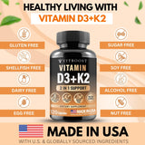 Complejo de Vitamina D3 K2 - Cápsulas 120, Sin Gluten, USA
