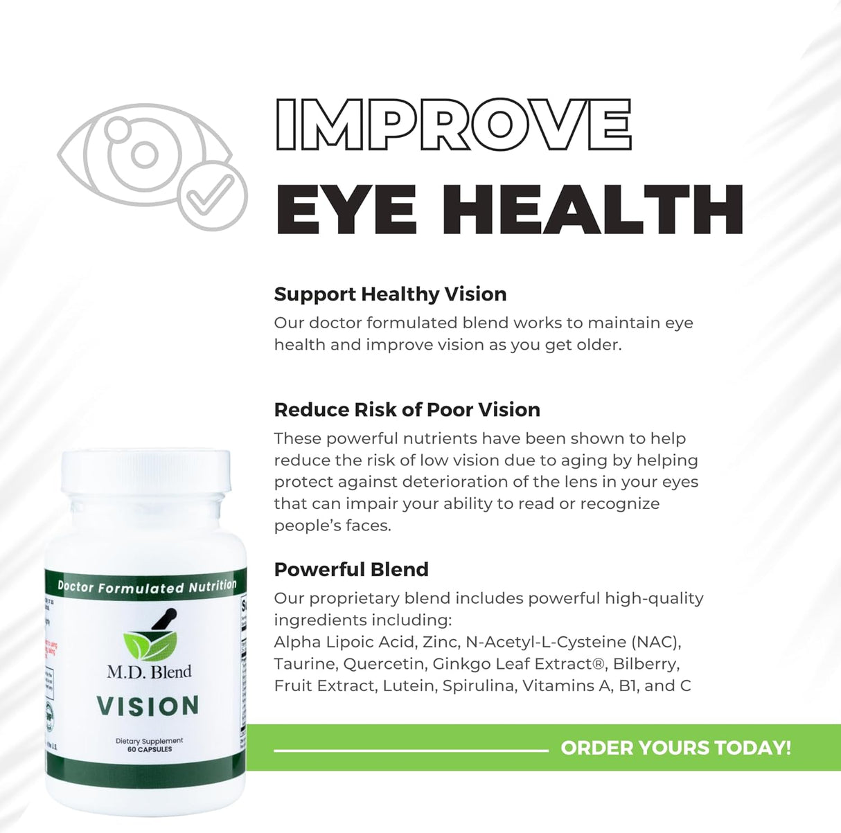 Suplemento ocular natural con luteína y zinc - 30 cápsulas