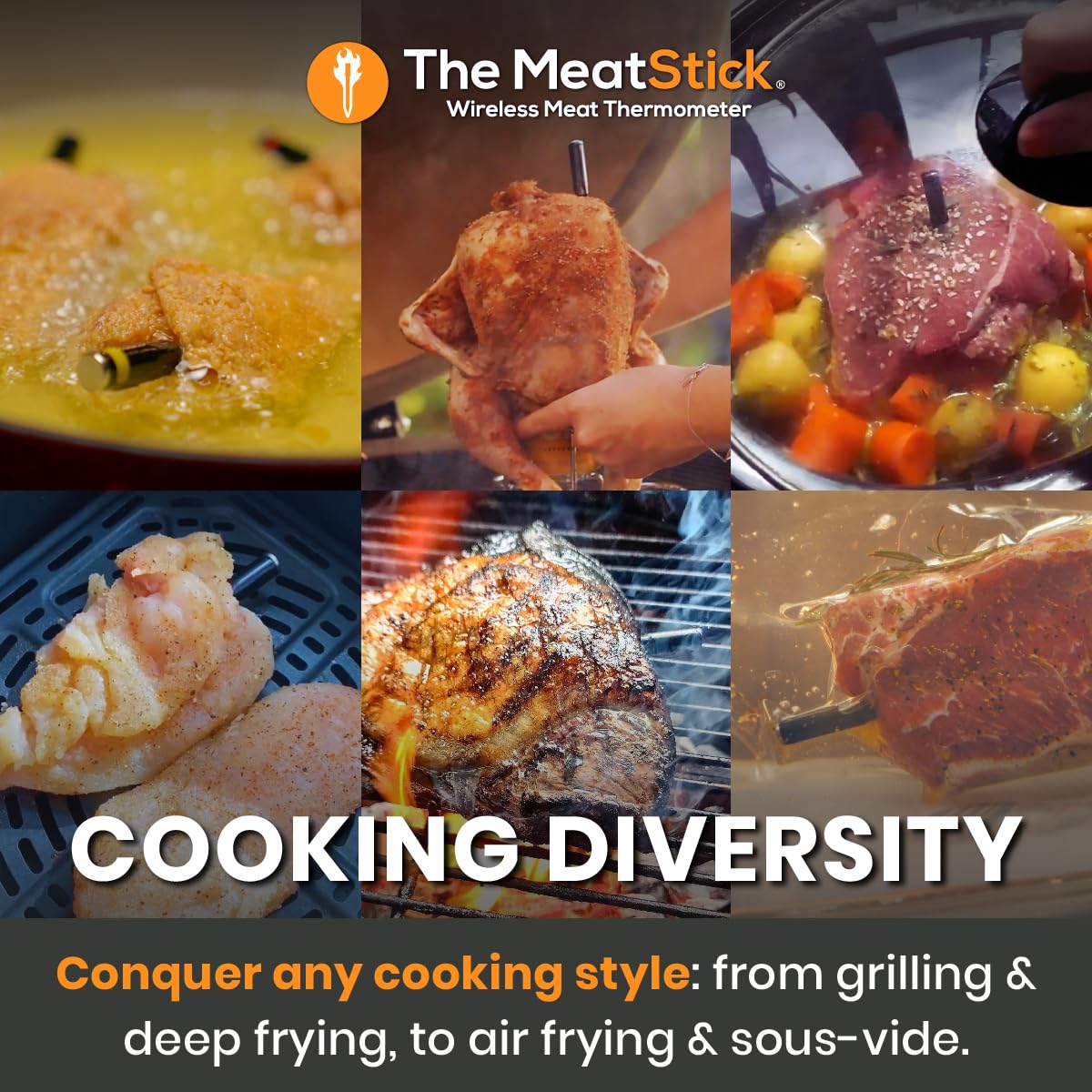 Termómetro de carne MeatStick Chef, 4 sensores, inalámbrico