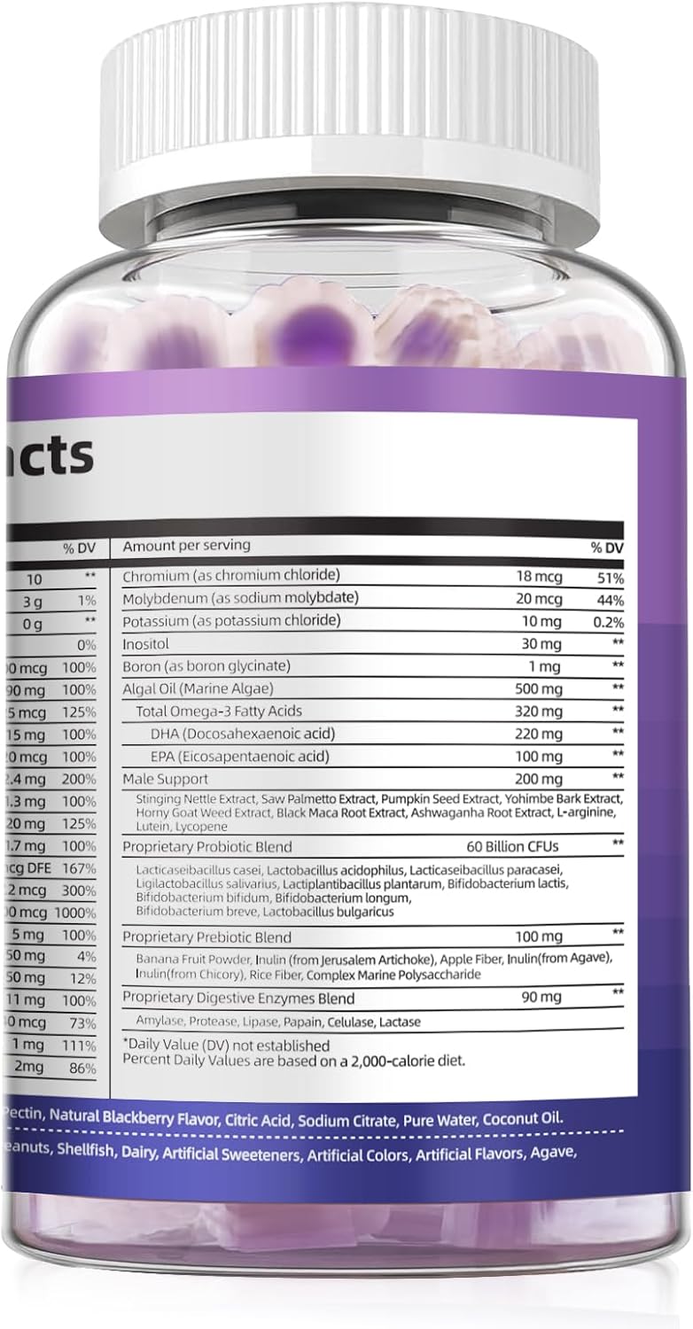Multivitamin para Hombres, Gummies con Omega-3 y Probióticos