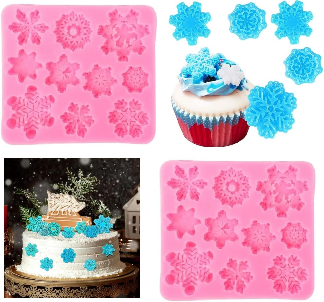 Moldes de Silicona para Fondant Snowflake, 2 piezas, Navidad