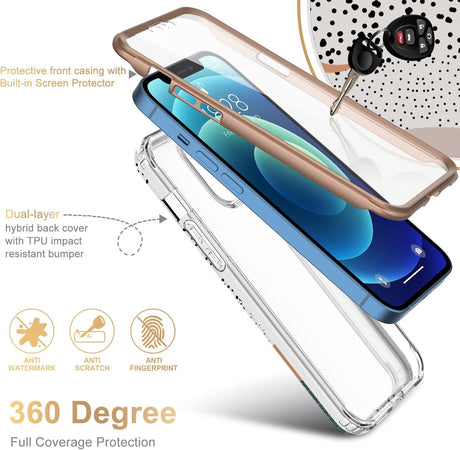 ESDOT Funda para iPhone 12, iPhone 12 Pro con protector de pantalla integrado, funda resistente con diseños de moda para mujeres y niñas, funda protectora para iPhone 12/12 Pro de 6.1 pulgadas, pintura abstracta
