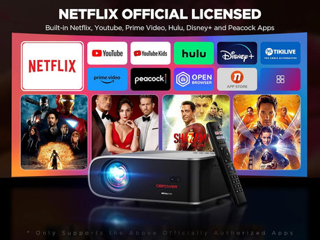 Proyector inteligente DBPOWER 1080p, WiFi 5G, Netflix y Dolby