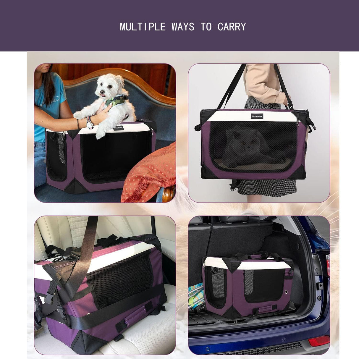 Transportín para mascotas, marca desconocida, suave y plegable, 24x16x16in