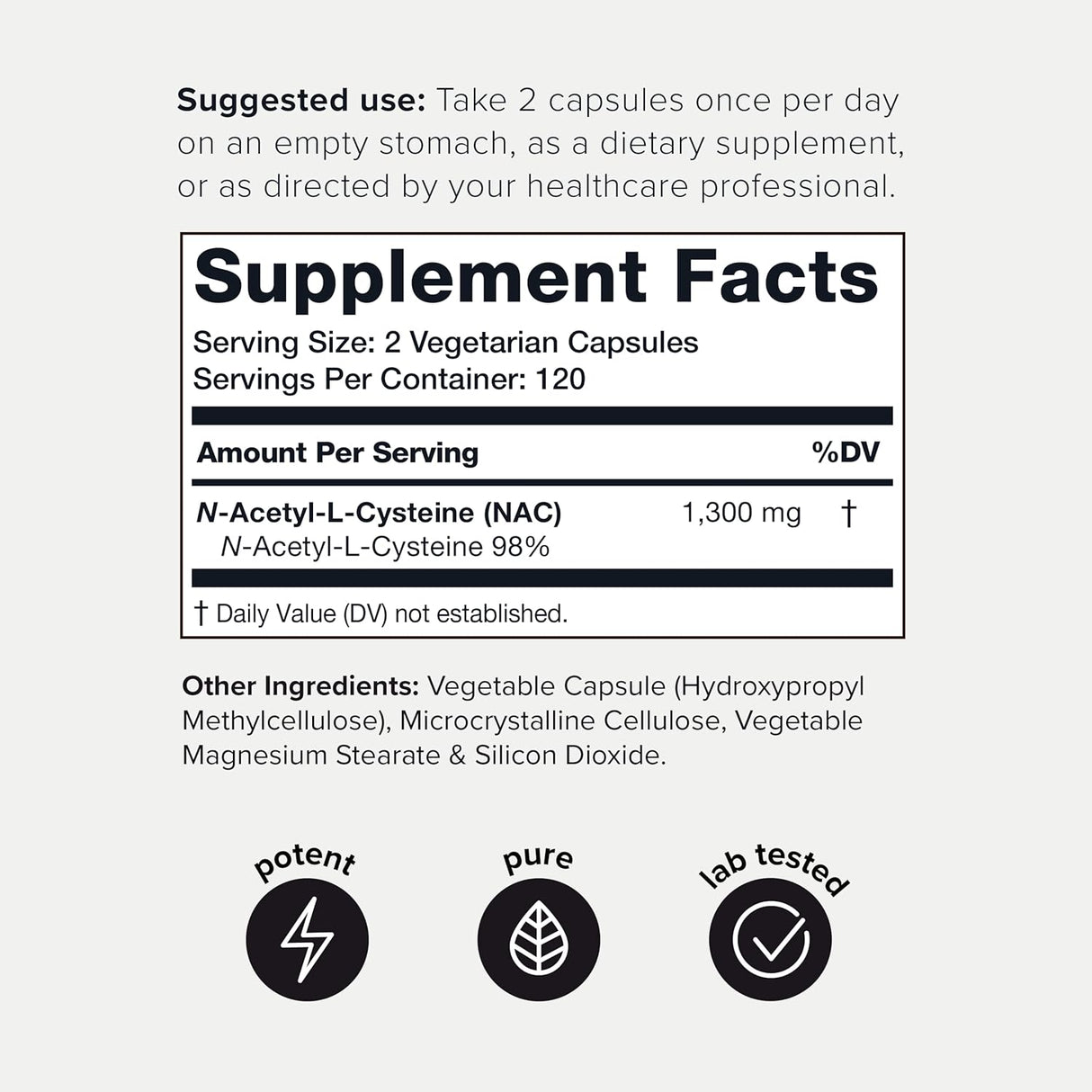 Suplemento NAC 1300mg Toniiq - Alta Pureza y Bioavailable