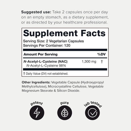 Suplemento NAC 1300mg Toniiq - Alta Pureza y Bioavailable