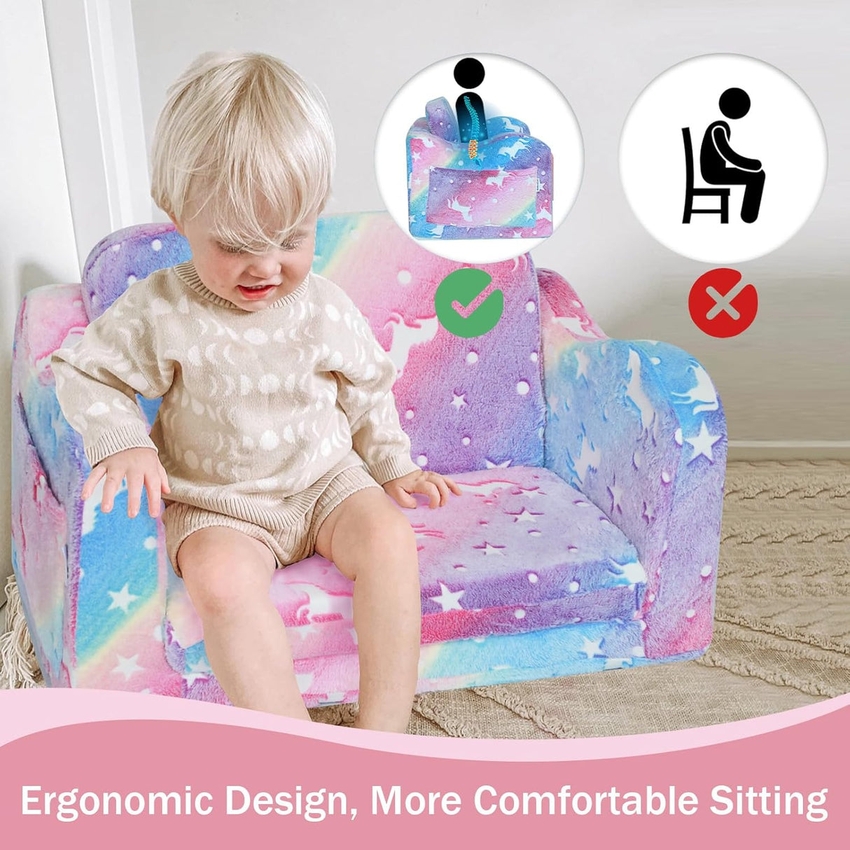 Silla plegable y convertible en cama con manta para niños