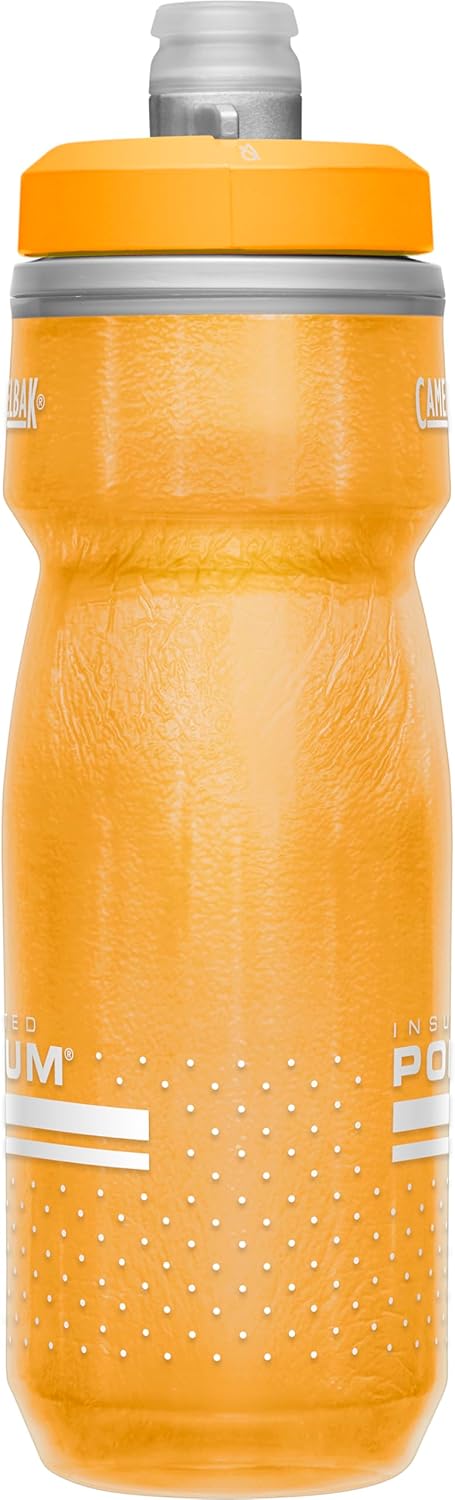 CamelBak Podium Chill Botella de agua aislada para bicicleta, botella fácil de apretar, se adapta a la mayoría de jaulas de bicicleta, 21 onzas, naranja