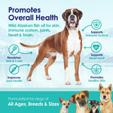 Aceite de salmón salvaje de Alaska 100% puro para perros, aceite de pescado líquido Omega 3 para perros, suplemento para piel y pelaje para desprendimiento, picazón seca en la piel y alergias, ácidos