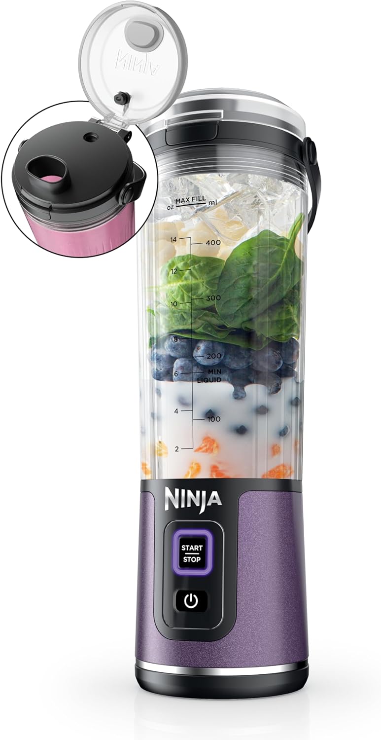 Licuadora Portátil Ninja, 18oz, Recargable USB-C, BC151PL