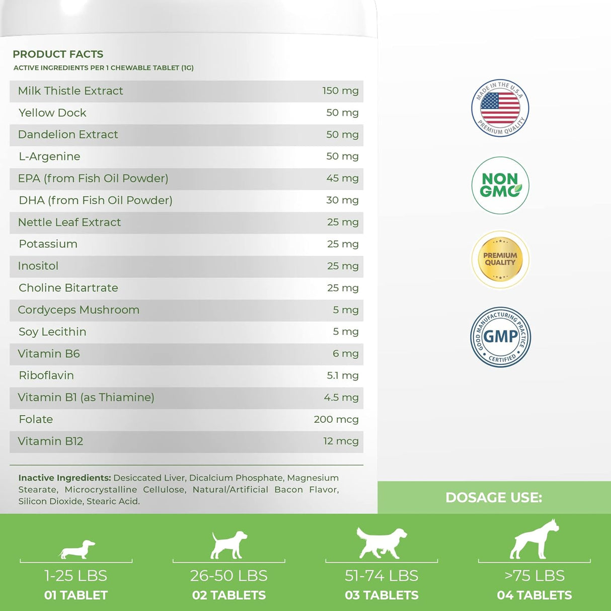 Vitaminas Cardo mariano para perros 120 tabletas masticables