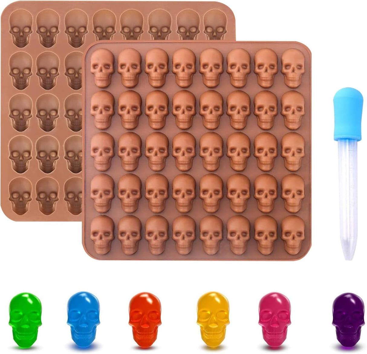 Moldes de Silicona Calavera, 2 Pzs, 40 Cavidades, Halloween
