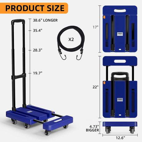 Carretilla Plegable 500 LB, Carro de Carga 6 Ruedas, Modelo A