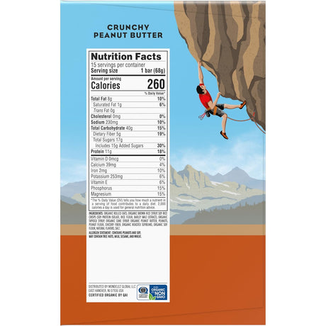 Barra de proteína Clif Bar crunch de mantequilla de maní orgánica (15)