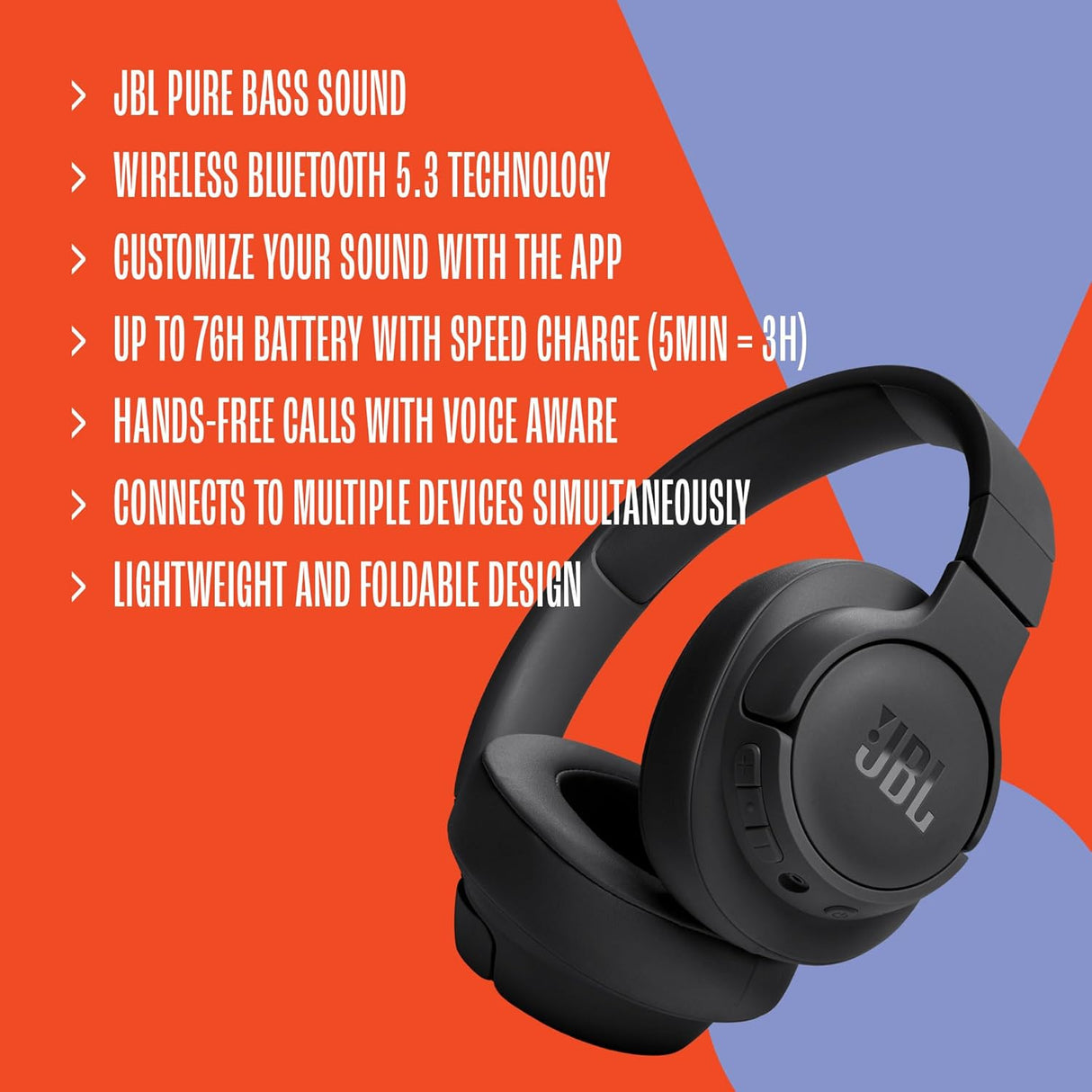 Auriculares Inalámbricos JBL Tune 720BT, Sonido JBL Pure Bass