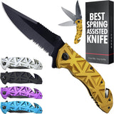 Cuchillo táctico plegable con cortador de alambre y rompedor