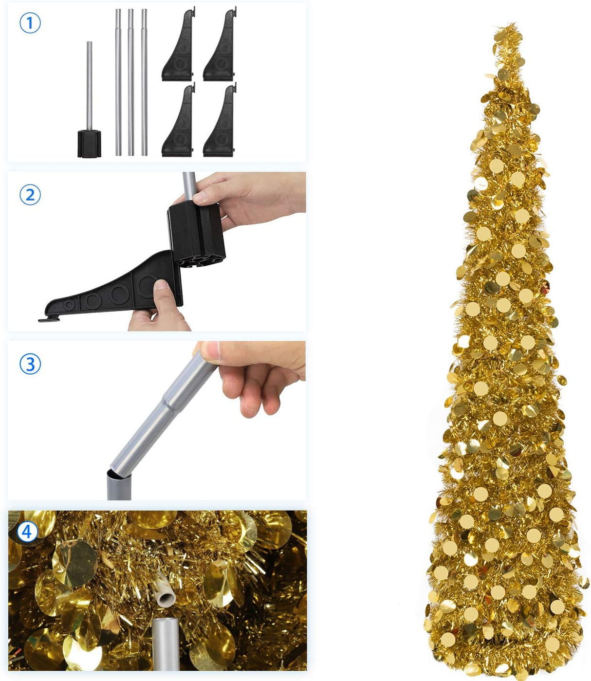 Árbol de Navidad Pop Up MACTING con Luces y Brillo 5FT