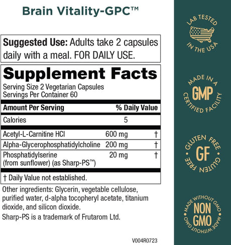 Fórmula Cerebral con Acetil L-Carnitina y Alpha GPC - 120 Caps