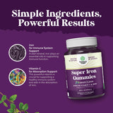 Suplemento gomitas de hierro para mujeres y hombres, 45 mg