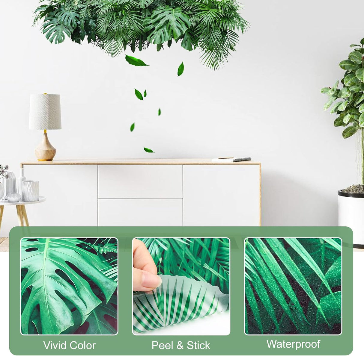 Adhesivo de Pared Hoja de Palma Tropical Decoración Removible