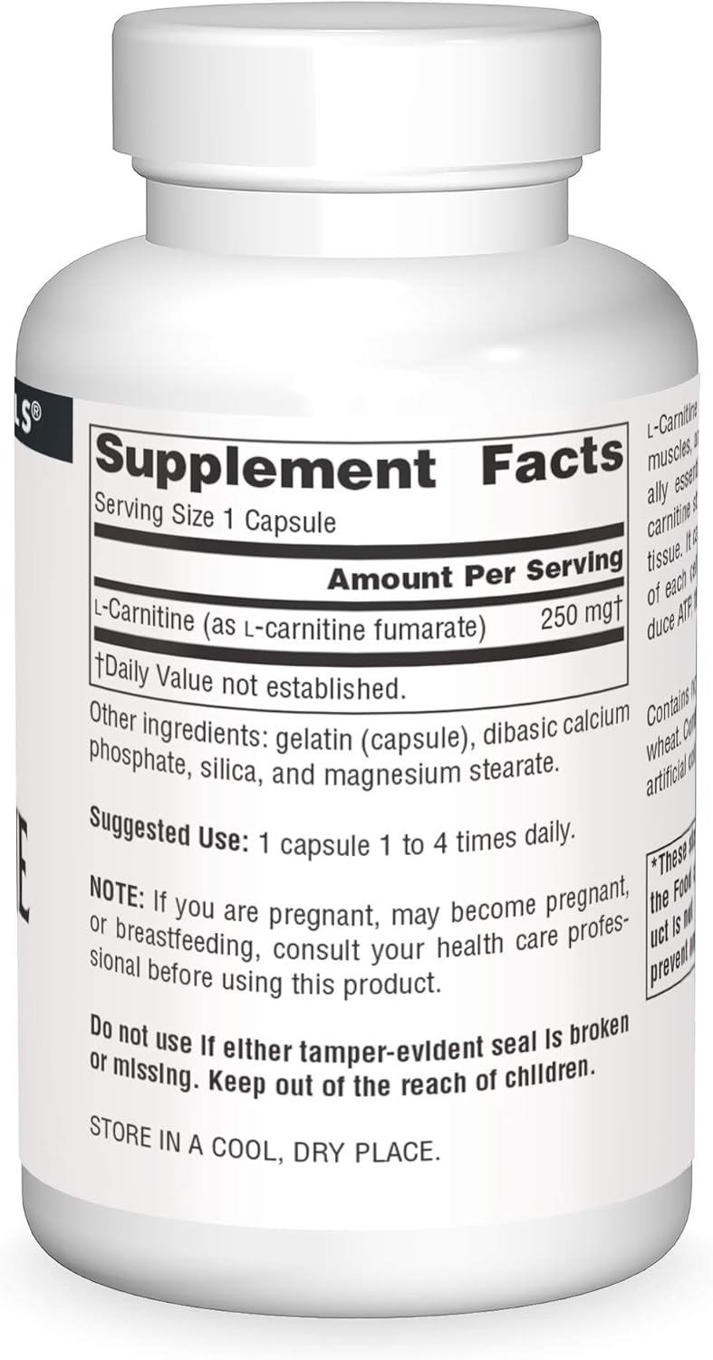 L-Carnitina 60 Cápsulas Source Naturals, Inc. Suplemento Dietético