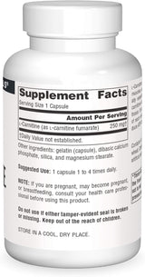 L-Carnitina 60 Cápsulas Source Naturals, Inc. Suplemento Dietético