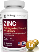 Dr. Berg Zinc 30mg con Magnesio, D3, Selenio y Cobre, 60 cápsulas