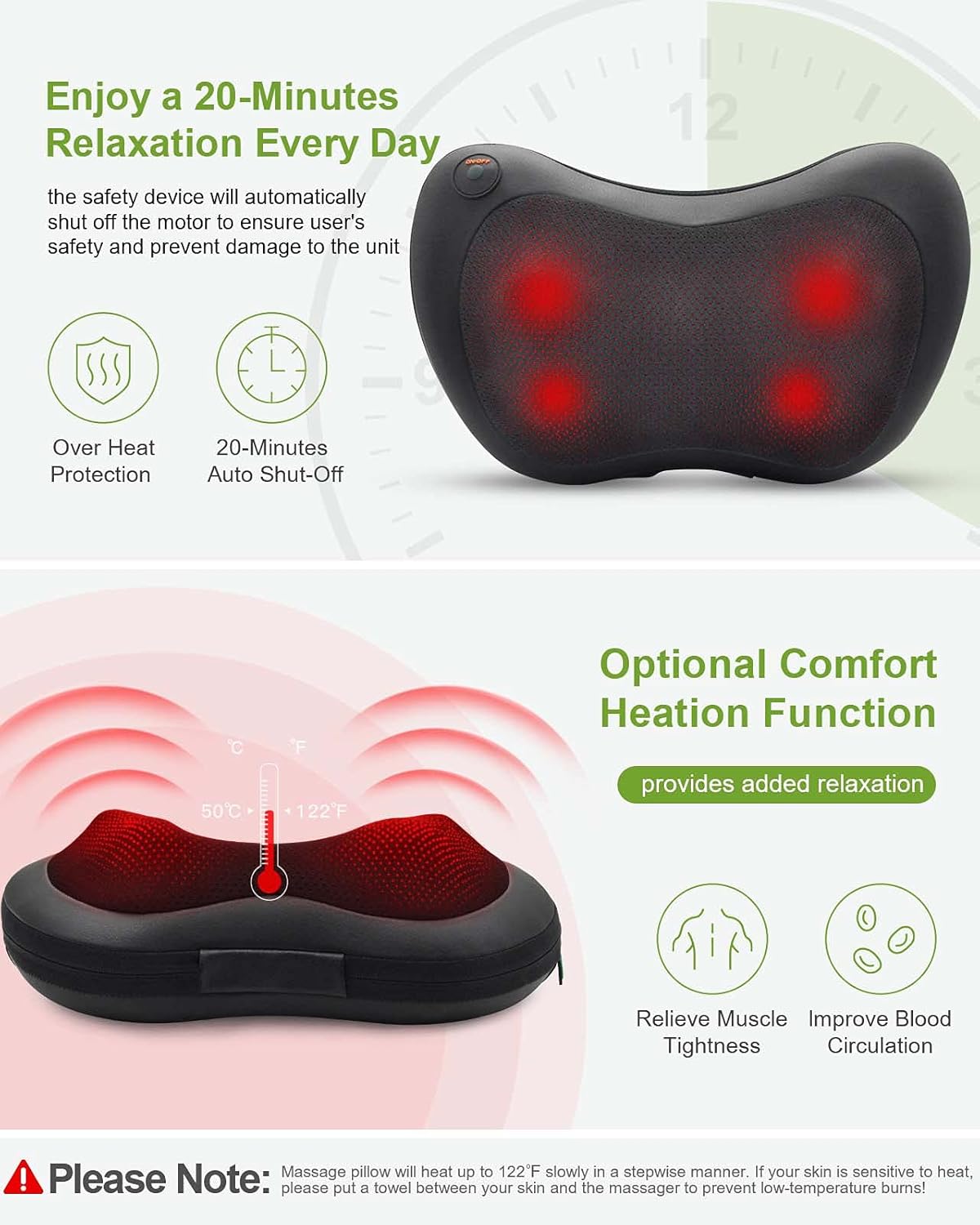 Cojín Masajeador Ugift - Masaje Shiatsu con Calor y Control Remoto