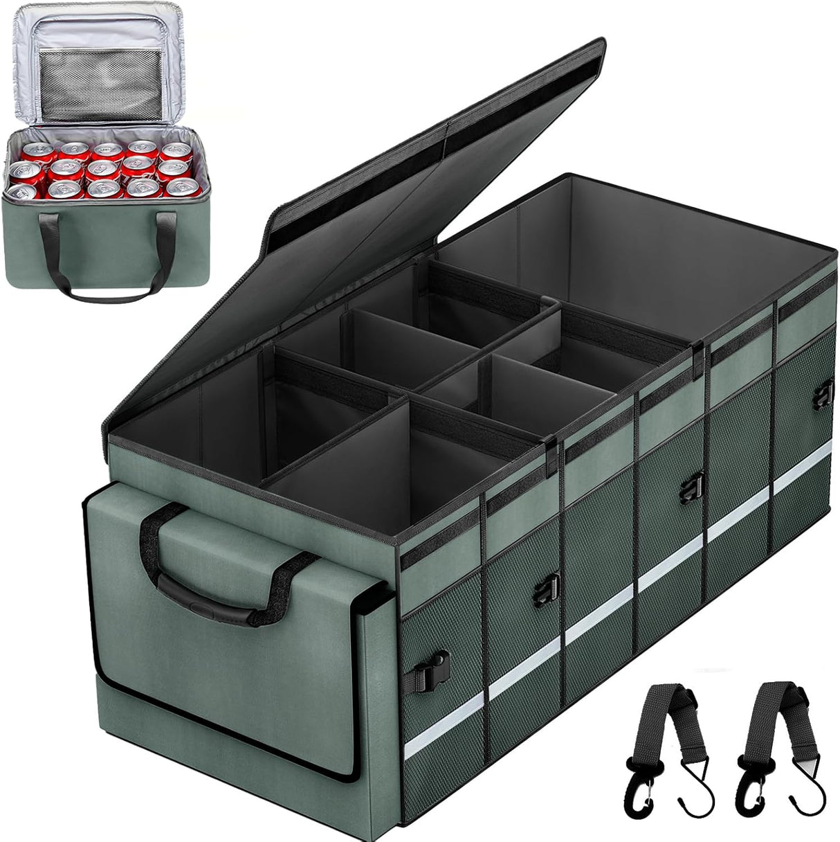 Organizador de Maletero con Enfriador, 6 Divisores, Plegable