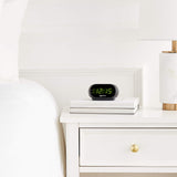 Reloj despertador digital ovalado con luz nocturna y respaldo