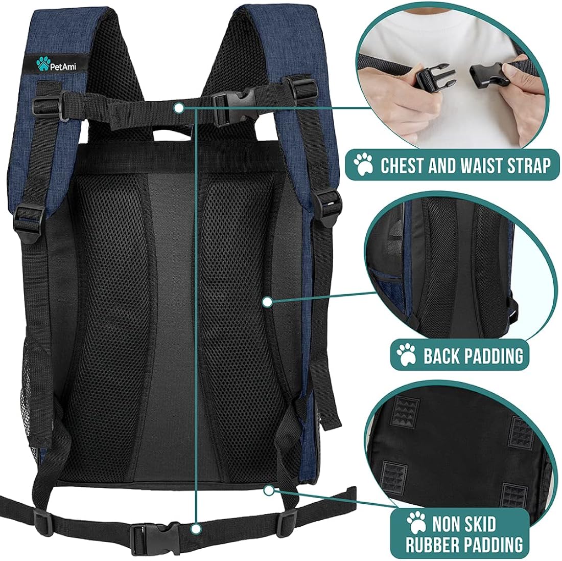 Mochila de lujo para gatos entrada de dos caras azul