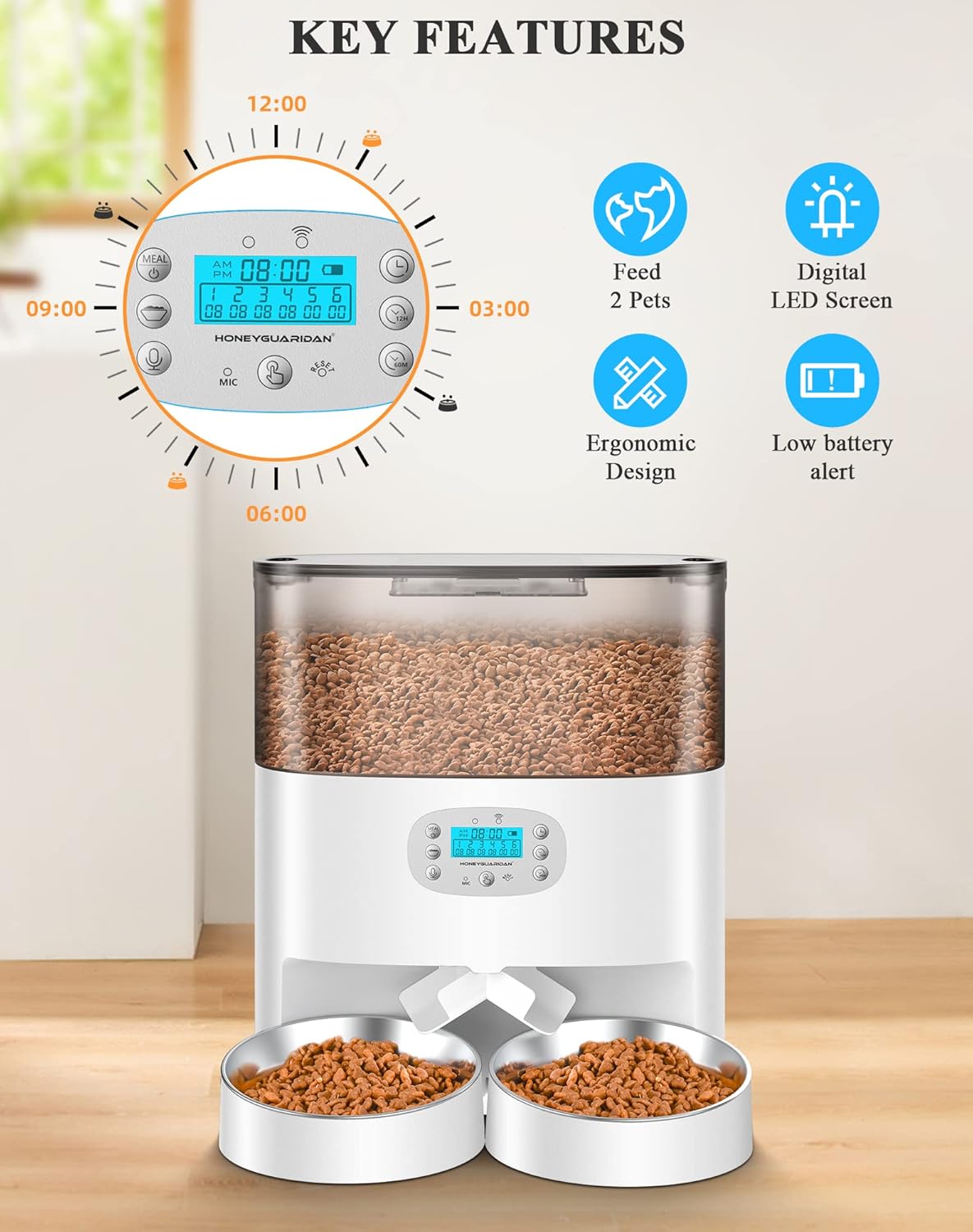 Comedero automático para gatos de 6L y Dispensador