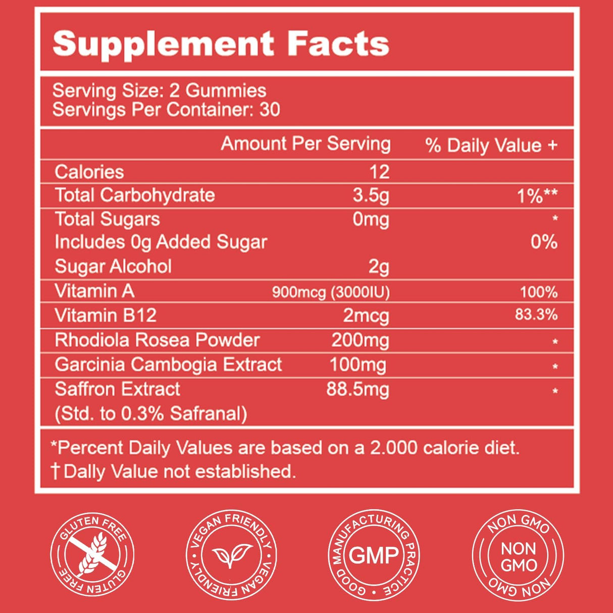 Gomitas de suplementos de azafrán extracto de azafrán 120 un